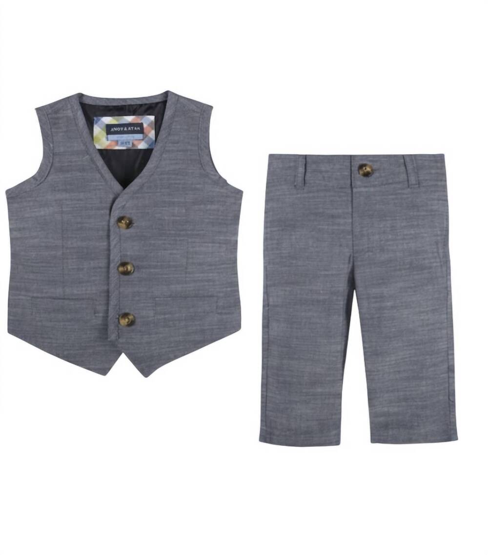 NEW ANDY & EVAN kids chambray vest & pant set in blue